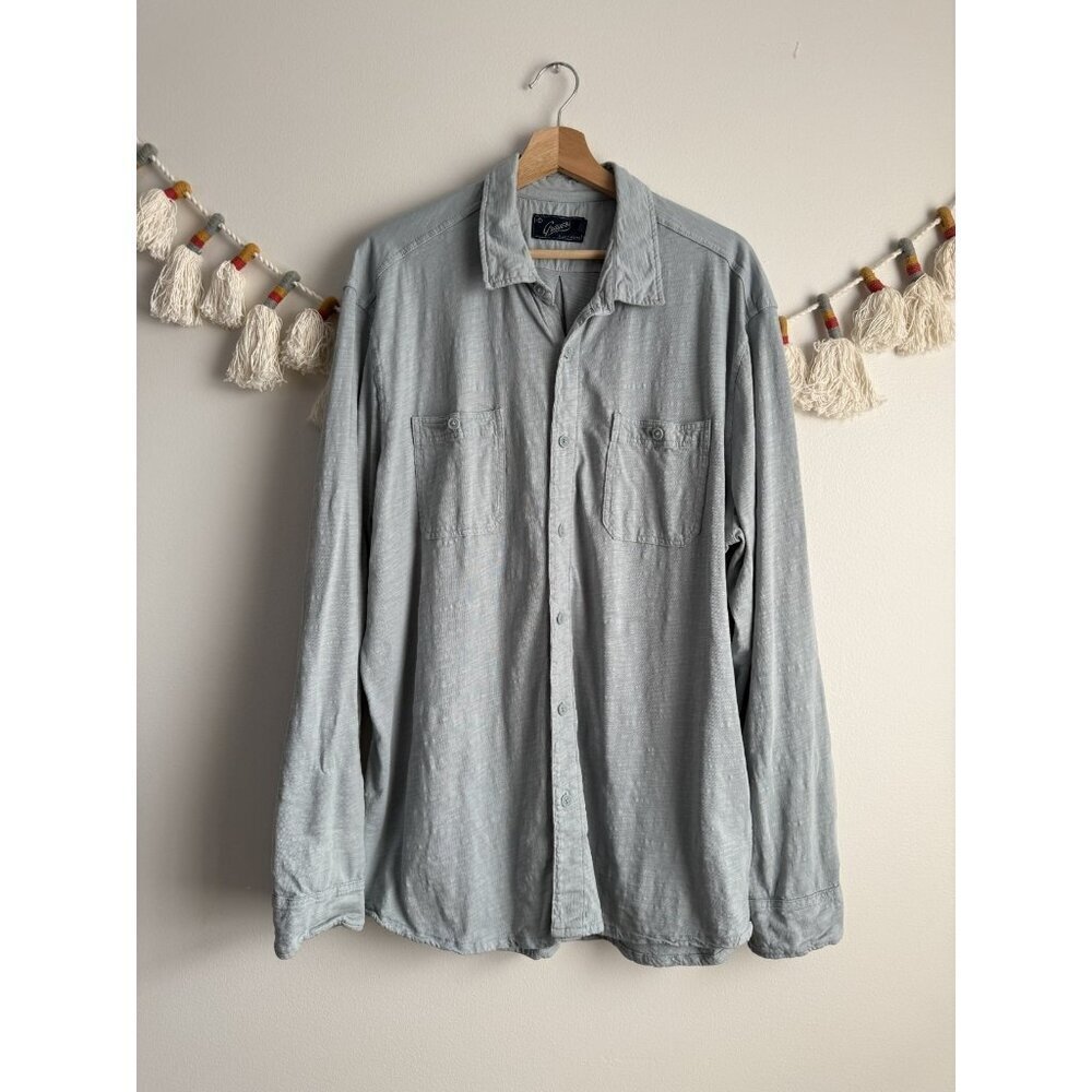 Grayers Lightweight Slub Cotton Blue Chambray Button Down Relaxed Top Mens XXL